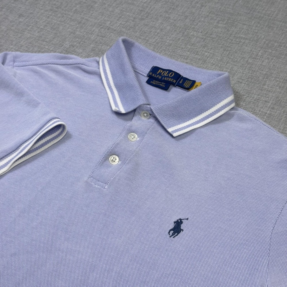 Polo Ralph Lauren Polo Shirt Mens L Blue Classic Fit Stretch Mesh Embroidered